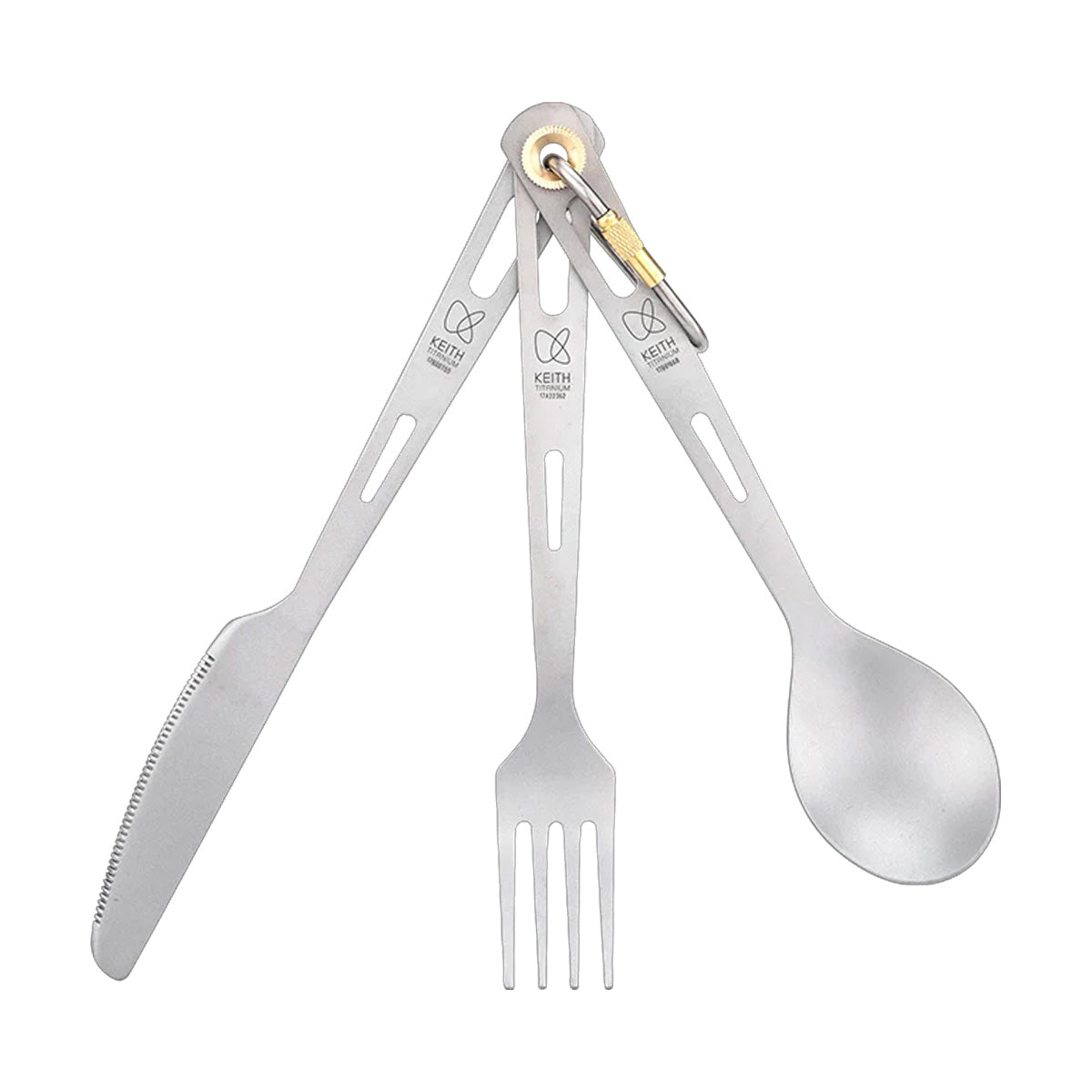 Titanium Cutlery Set with Carabiner