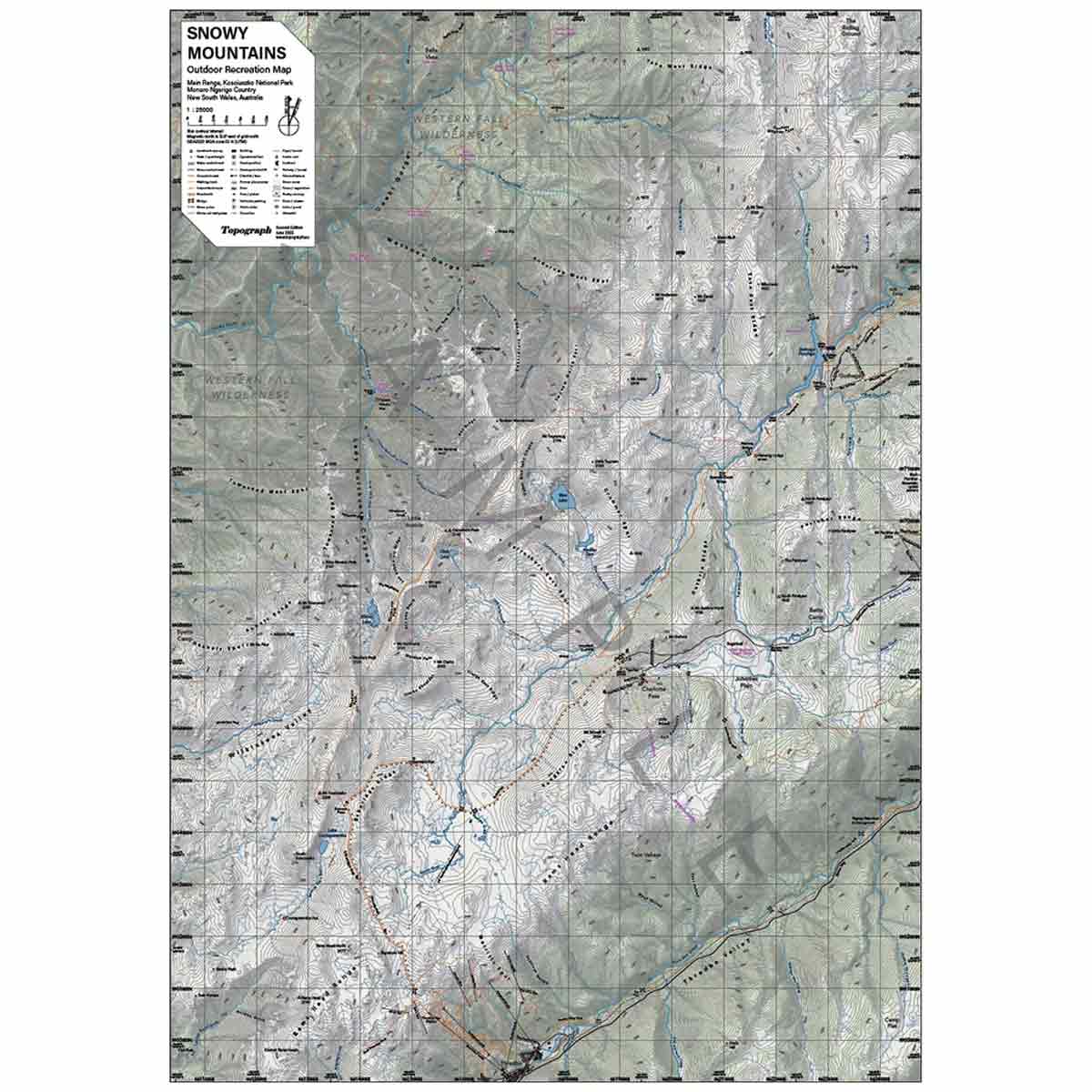 Snowy Mountains Tyvek Topo Map (2nd Edition)