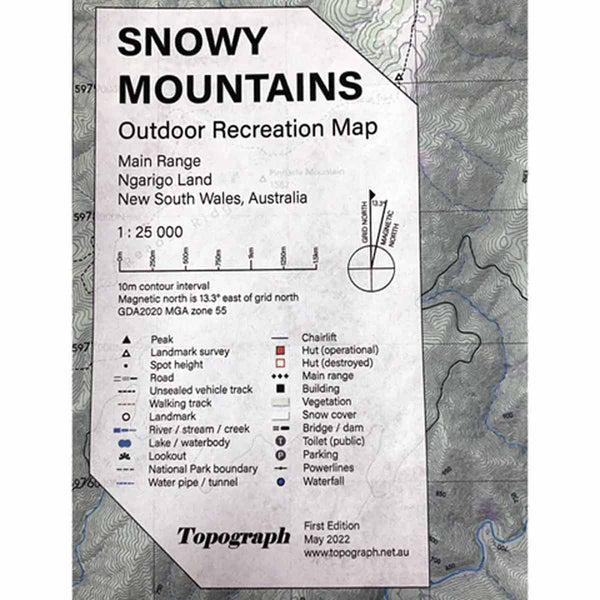 Snowy Mountains Tyvek Topo Map (2nd Edition)