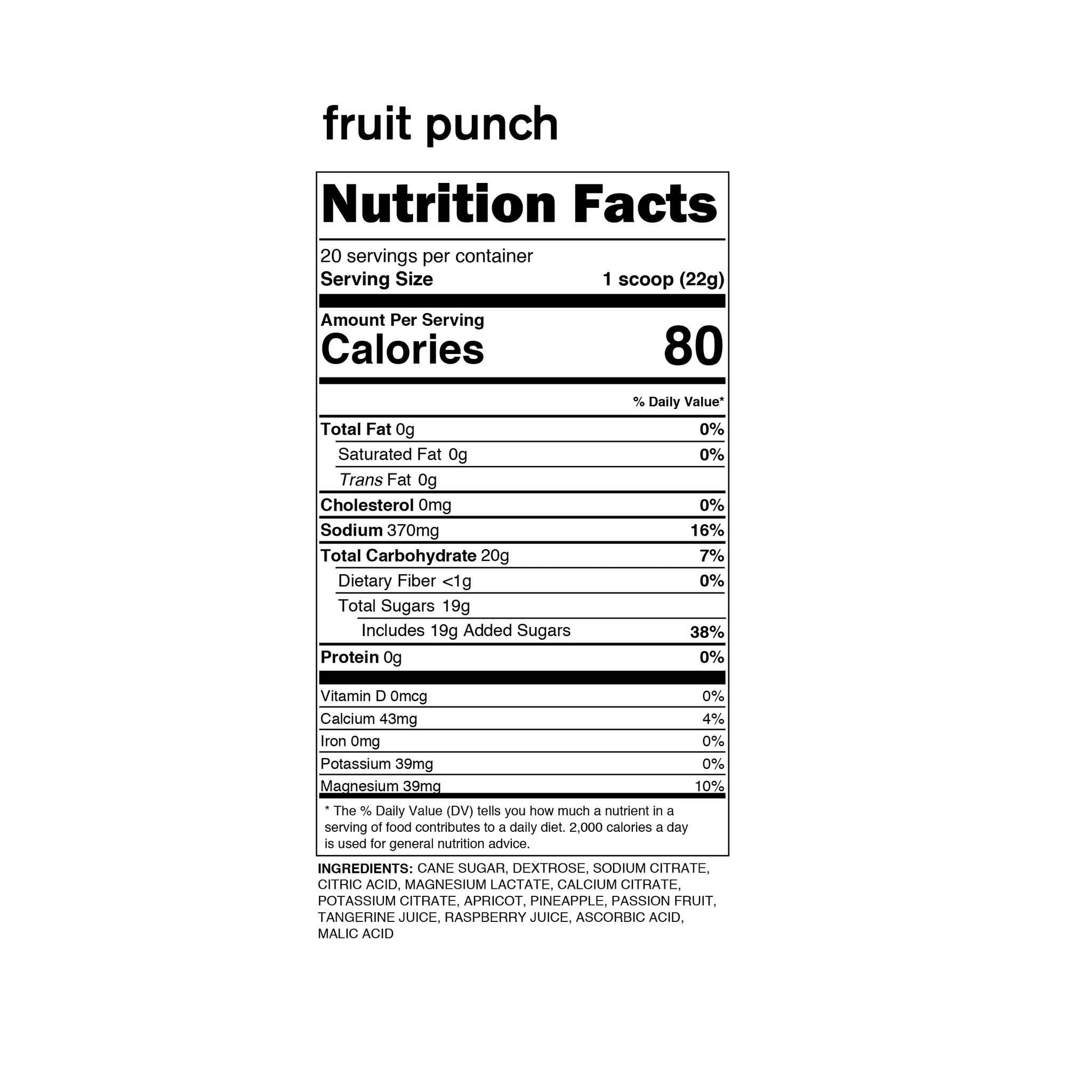 Sport Hydration Drink Mix, Fruit Punch, 20 Serving Resealable Pouch