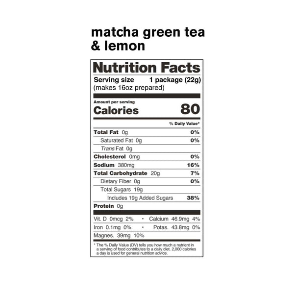 Sport Hydration Drink Mix, Matcha Green Tea and Lemons, Single Serving